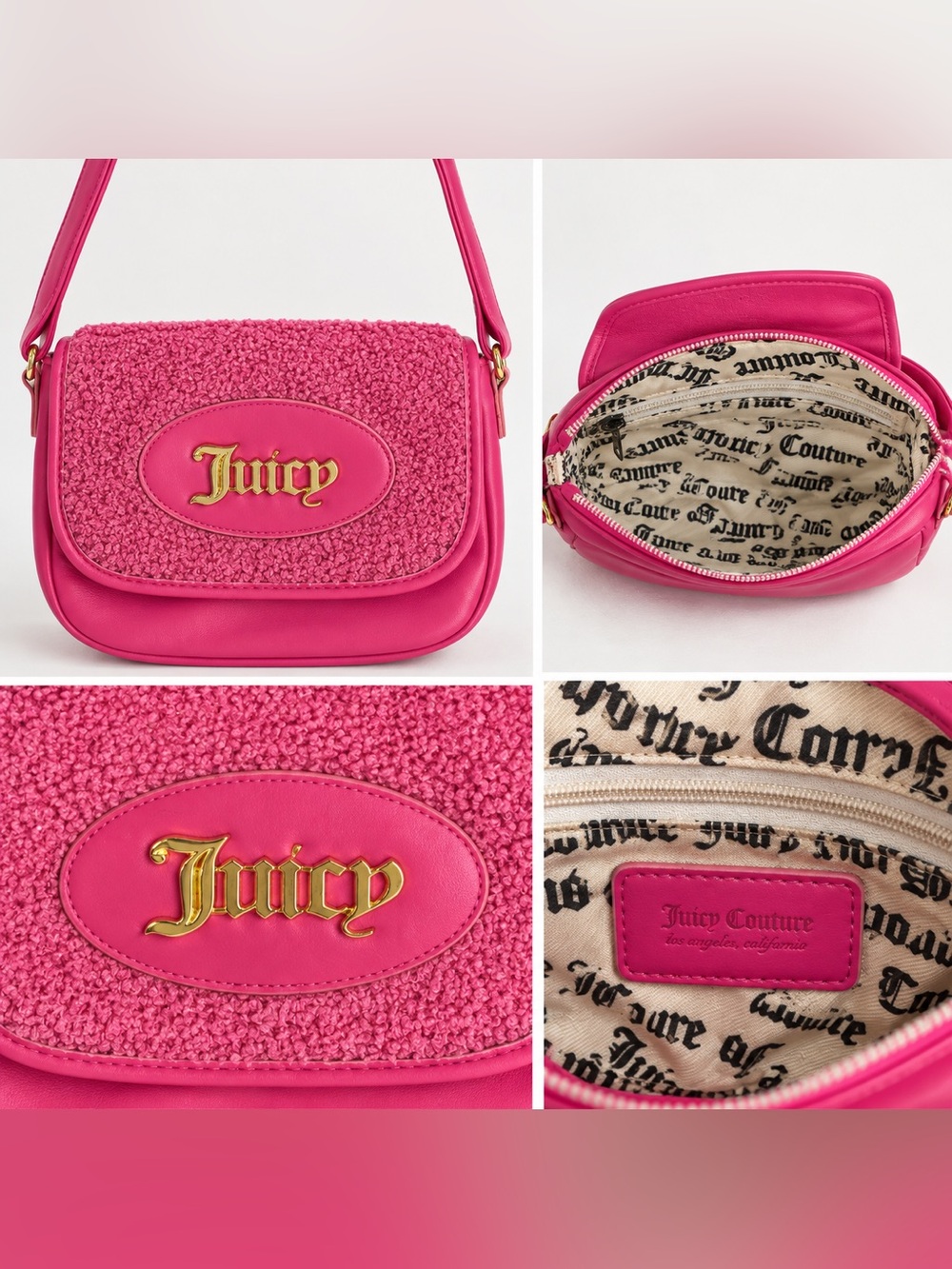 Juicy Couture Bright Pink Crossbody with Gold Juicy Emblem
